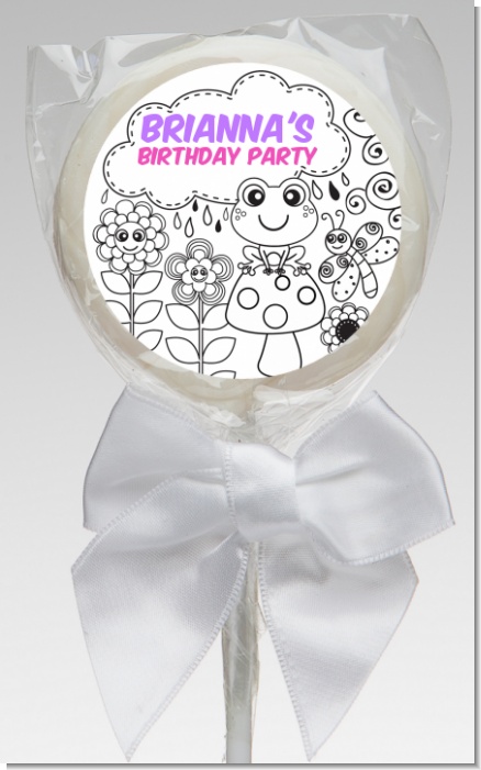 Color Your Own - Spring Garden - Personalized Birthday Party Lollipop Favors