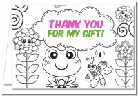 Color Your Own - Spring Garden - Birthday Party Thank You Cards