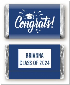 Congrats to the Grad Navy Blue - Personalized Graduation Party Mini Candy Bar Wrappers