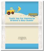 Construction Truck - Personalized Popcorn Wrapper Baby Shower Favors