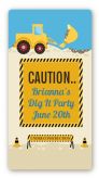 Construction Truck - Custom Rectangle Baby Shower Sticker/Labels