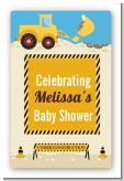 Construction Truck - Custom Large Rectangle Baby Shower Sticker/Labels