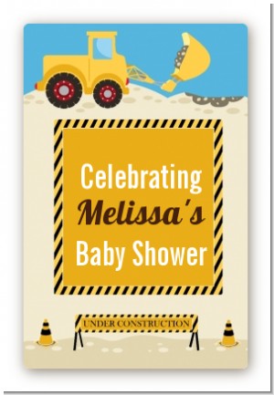 Construction Truck - Custom Large Rectangle Baby Shower Sticker/Labels