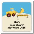 Construction Truck - Square Personalized Baby Shower Sticker Labels thumbnail