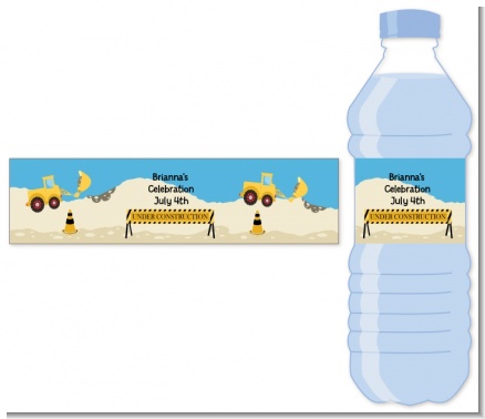Construction Truck - Personalized Baby Shower Water Bottle Labels