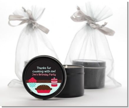 Cooking Class - Birthday Party Black Candle Tin Favors