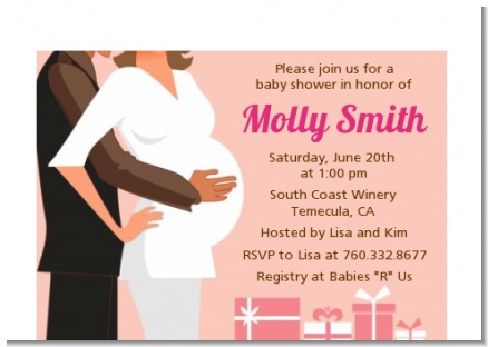 Couple Expecting Girl - Baby Shower Petite Invitations