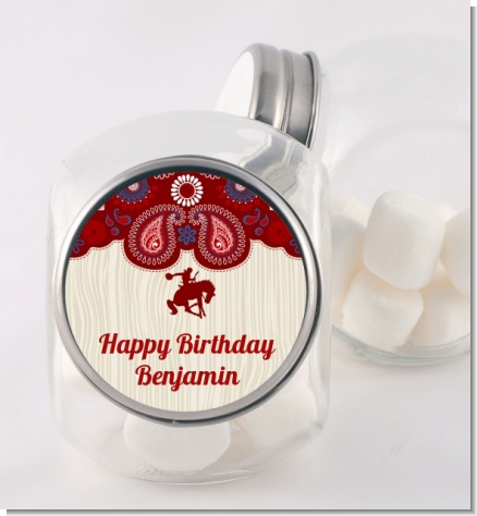 Cowboy Rider - Personalized Birthday Party Candy Jar