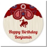 Cowboy Rider - Round Personalized Birthday Party Sticker Labels
