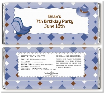 Cowboy Western - Personalized Birthday Party Candy Bar Wrappers