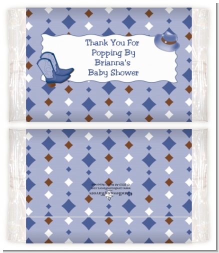 Cowboy Western - Personalized Popcorn Wrapper Baby Shower Favors