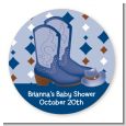 Cowboy Western - Round Personalized Baby Shower Sticker Labels thumbnail