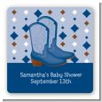 Cowboy Western - Square Personalized Baby Shower Sticker Labels thumbnail