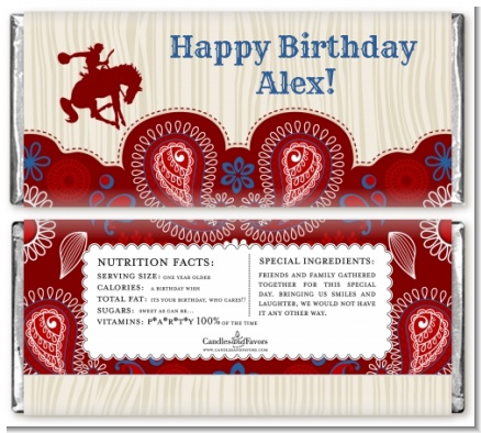 Cowboy Rider - Personalized Birthday Party Candy Bar Wrappers