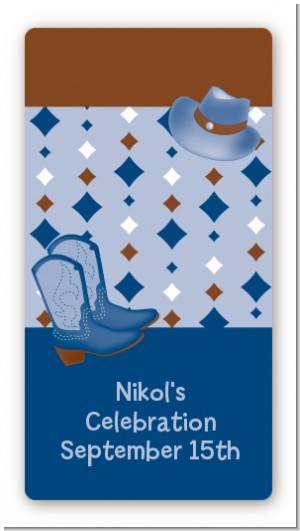 Cowboy Western - Custom Rectangle Birthday Party Sticker/Labels