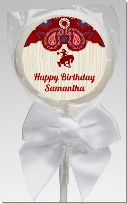 Cowgirl Rider - Personalized Birthday Party Lollipop Favors