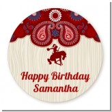 Cowgirl Rider - Round Personalized Birthday Party Sticker Labels