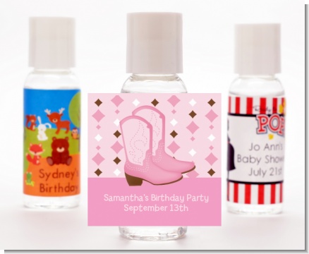 Cowgirl Western - Personalized Birthday Party Hand Sanitizers Favors