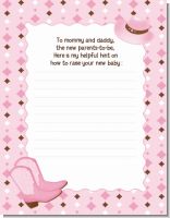 Cowgirl Western - Baby Shower Notes of Advice