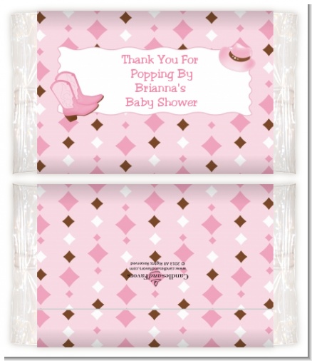 Cowgirl Western - Personalized Popcorn Wrapper Baby Shower Favors