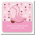 Cowgirl Western - Square Personalized Baby Shower Sticker Labels thumbnail