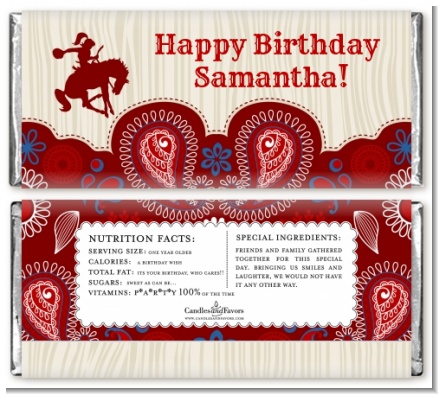 Cowgirl Rider - Personalized Birthday Party Candy Bar Wrappers