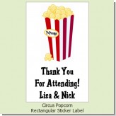 Circus Popcorn - Custom Rectangle Birthday Party Sticker/Labels