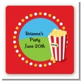 Circus Popcorn - Square Personalized Birthday Party Sticker Labels thumbnail