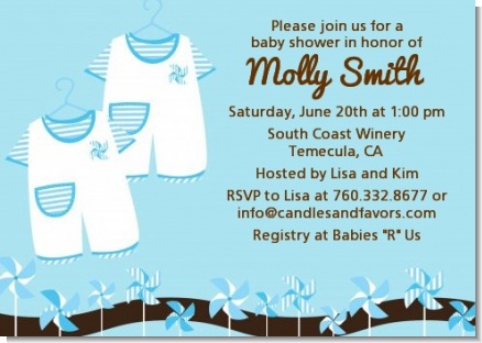 Twin Little Boy Outfits - Baby Shower Invitations