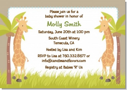Twin Giraffes - Baby Shower Invitations