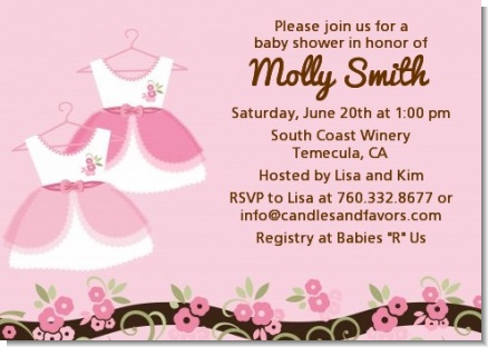 Twin Little Girl Outfits - Baby Shower Invitations