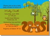 Forest Animals Twin Squirels - Baby Shower Invitations