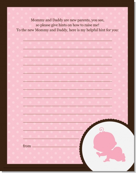 Crawling Baby Girl - Baby Shower Notes of Advice