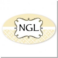 Modern Thatch Cream - Personalized Everyday Party Oval Sticker/Labels