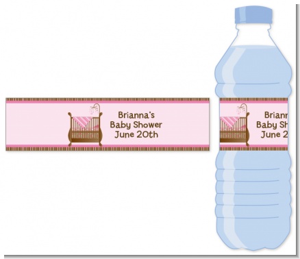 Crib Pink - Personalized Baby Shower Water Bottle Labels