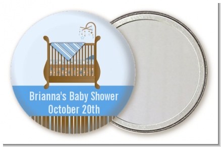 Crib Blue - Personalized Baby Shower Pocket Mirror Favors