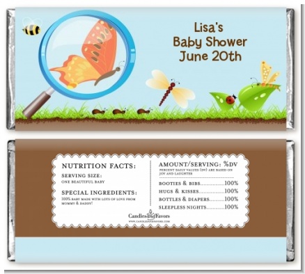 Critters Bugs & Insects - Personalized Baby Shower Candy Bar Wrappers