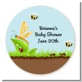 Critters Bugs & Insects - Round Personalized Baby Shower Sticker Labels thumbnail