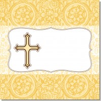 Cross Yellow & Brown Baptism Theme