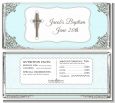 Cross Blue & Brown - Personalized Baptism / Christening Candy Bar Wrappers thumbnail