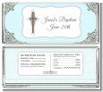 Cross Blue & Brown - Personalized Baptism / Christening Candy Bar Wrappers thumbnail