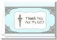Cross Blue & Brown - Baptism / Christening Thank You Cards thumbnail