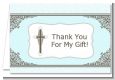 Cross Blue & Brown - Baptism / Christening Thank You Cards thumbnail