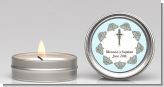 Cross Blue & Brown - Baptism / Christening Candle Favors
