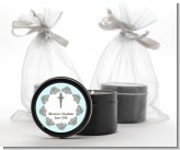 Cross Blue & Brown - Baptism / Christening Black Candle Tin Favors