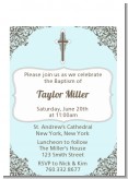 Cross Blue & Brown - Baptism / Christening Petite Invitations