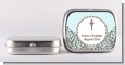 Cross Blue & Brown - Personalized Baptism / Christening Mint Tins thumbnail