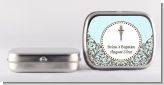 Cross Blue & Brown - Personalized Baptism / Christening Mint Tins