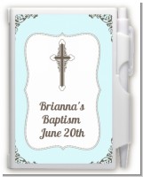 Cross Blue & Brown - Baptism / Christening Personalized Notebook Favor