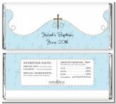Cross Blue - Personalized Baptism / Christening Candy Bar Wrappers